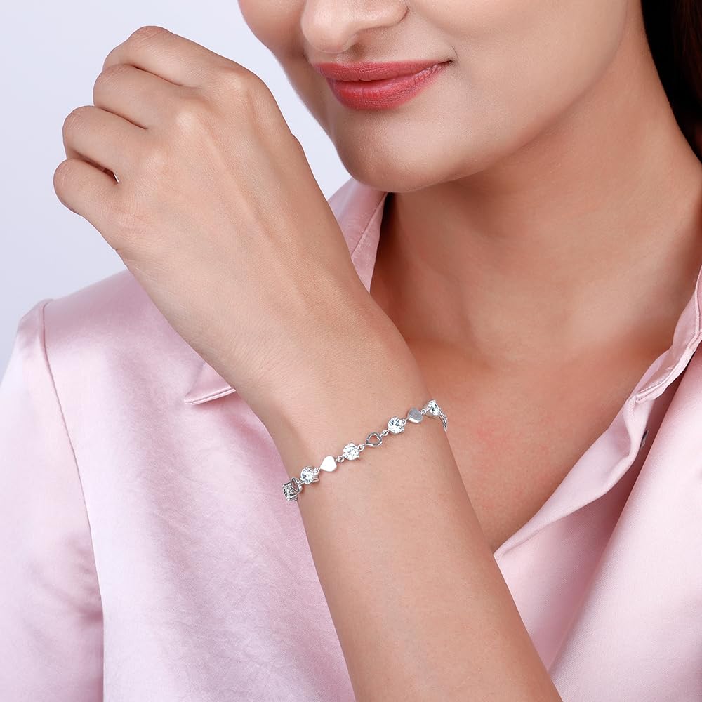 GIVA 925 Silver Anushka Sharma Heartlock Bracelet, Adjustable| Gifts for Girlfriend, Gifts for Women & Girls| With Certificate of Authenticity and 925 Stamp | 6 Month Warranty*