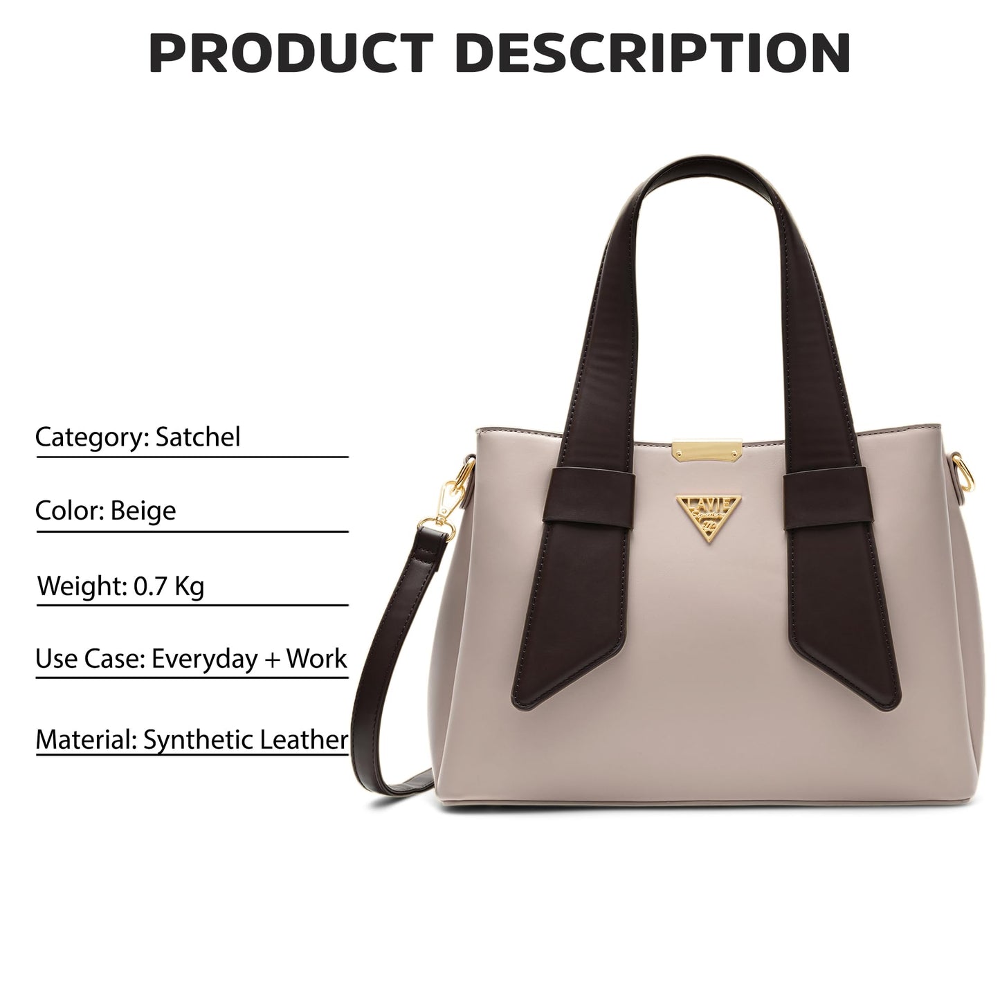 Lavie Signature Women's Nashville 3C Satchel Handbag for Women | Satchel Bag for Work | Ladies purse | Stylish Shoulder Bag | Gift For Women