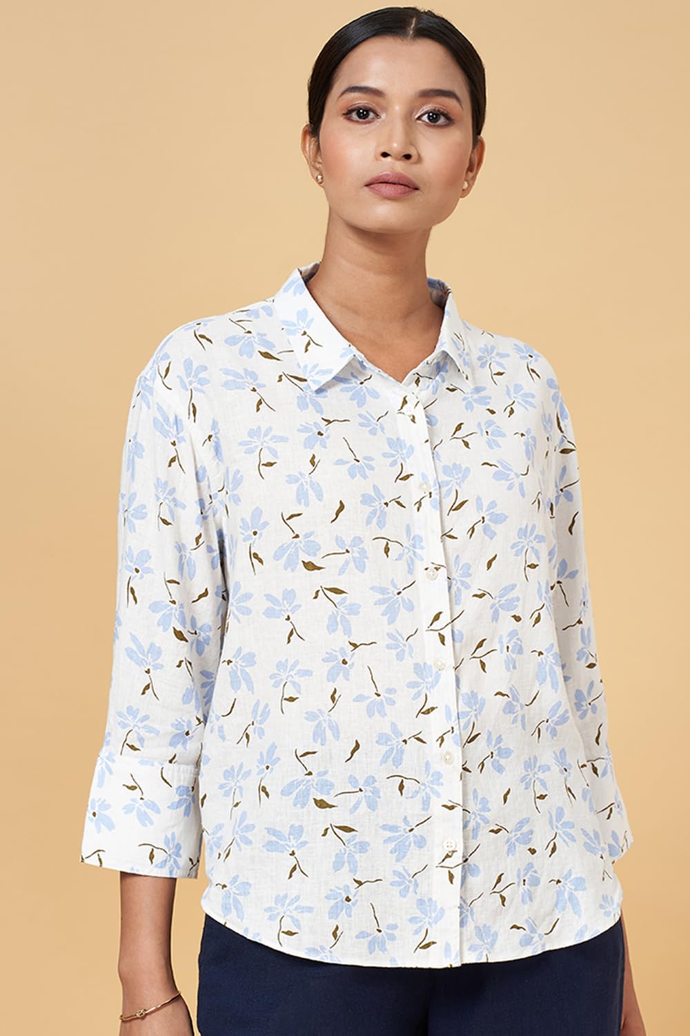 Annabelle by Pantaloons Women's Comfort Fit Shirts (110135586004_White