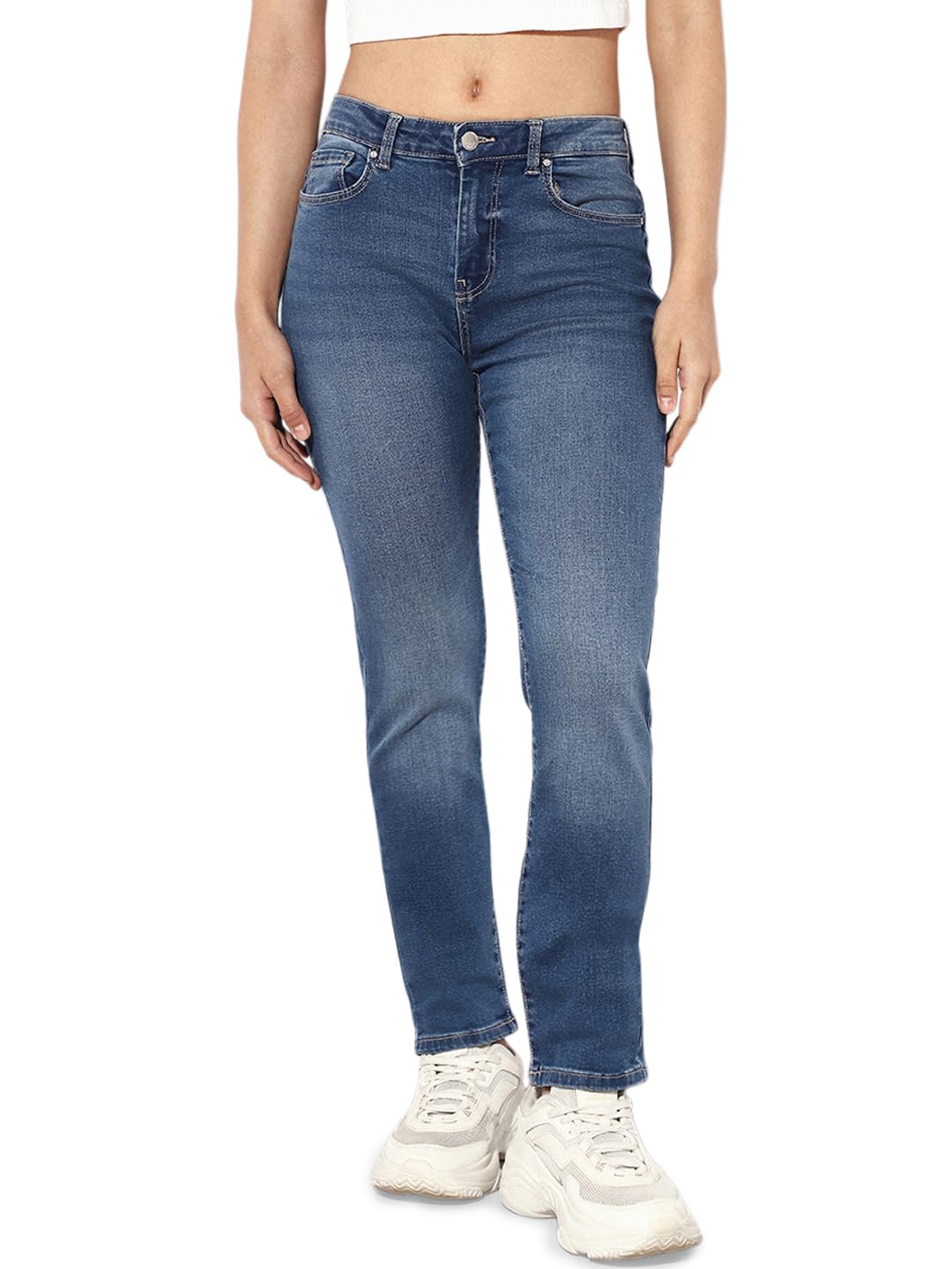ONLY Women's High Rise Slim Jeans Medium Blue Denim