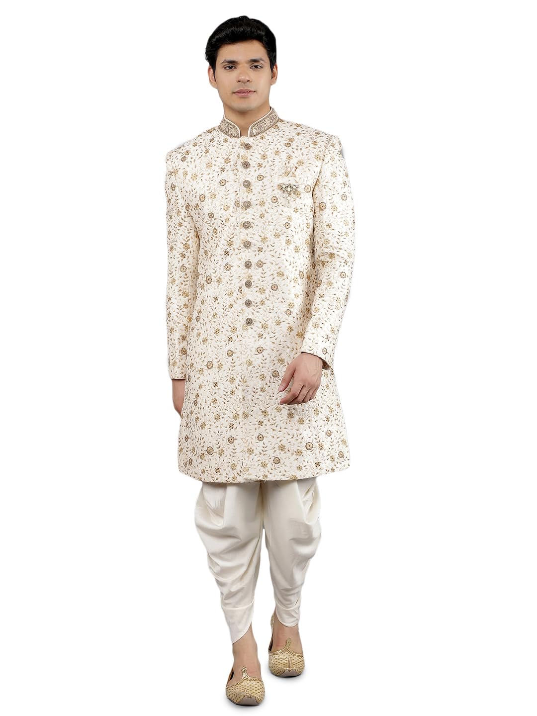Manish Creations Men's Floral Embroidered Sherwani Set