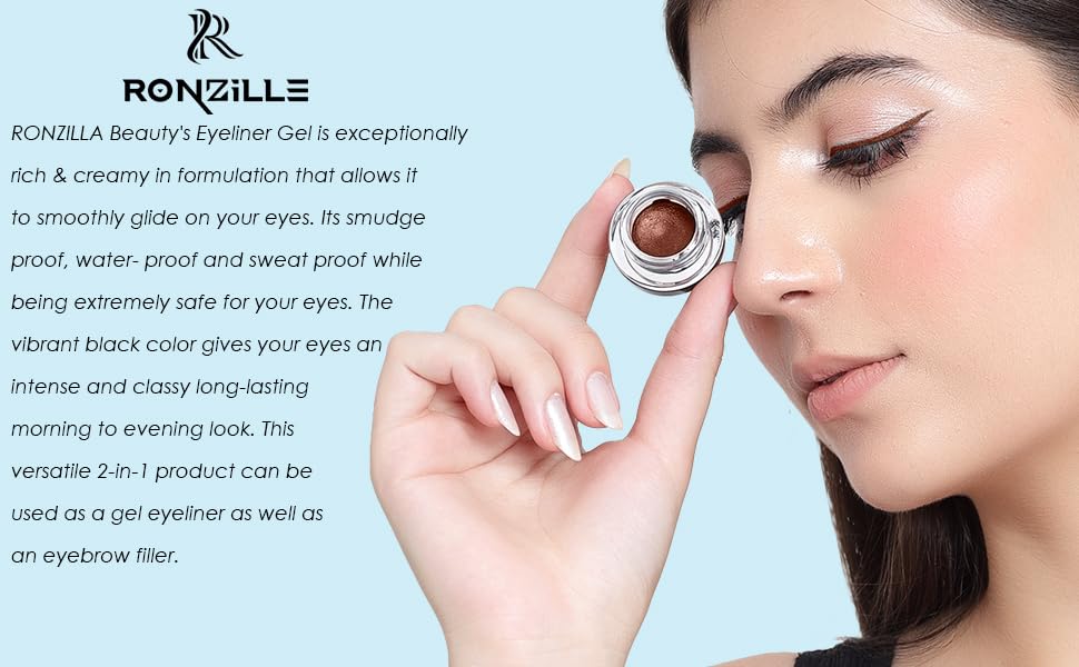 RONZILLE 2 in 1 Gel Eyeliner Long-Wear II WaterProof & Smudge Proof 36hrs Long Lasting II II Gel Kajal 6-gm (Black,Brown)
