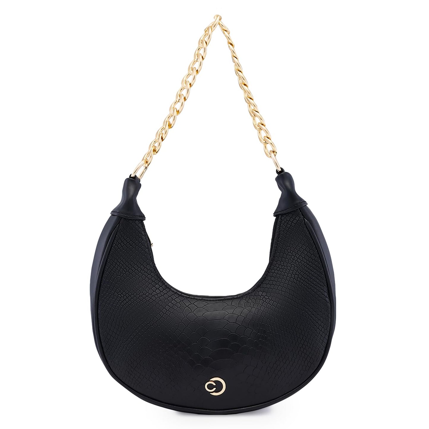 Caprese Kreya Hobo, Black-Small | Stylish Shoulder Bag for Women | Spacious Compartment | Perfect for Casual & Daily Use