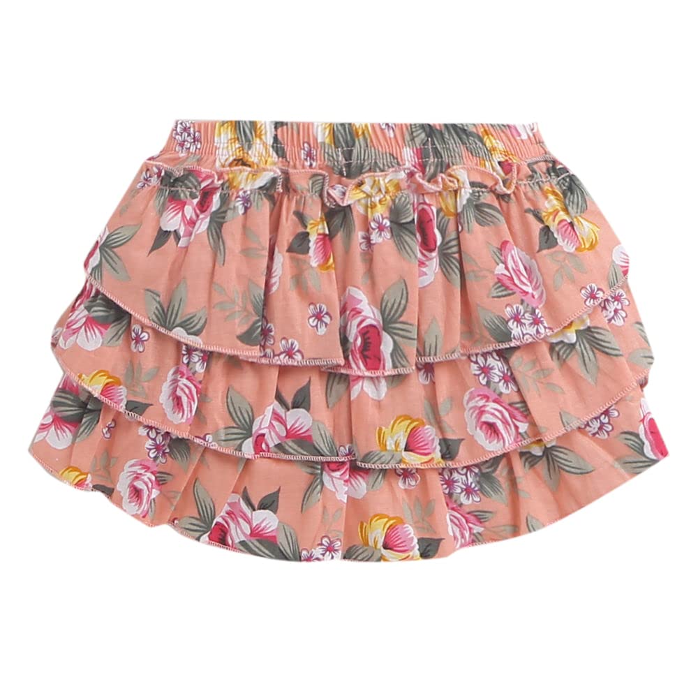 Hopscotch Girls Cotton Blend Skirt Set In White Color For Ages 3-6 Months