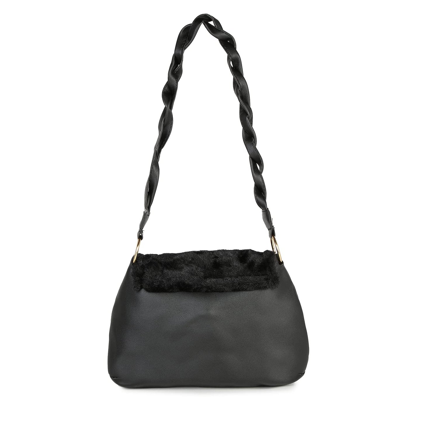 Haute Sauce Womwn black oval handbag with flap (HSHB1246)