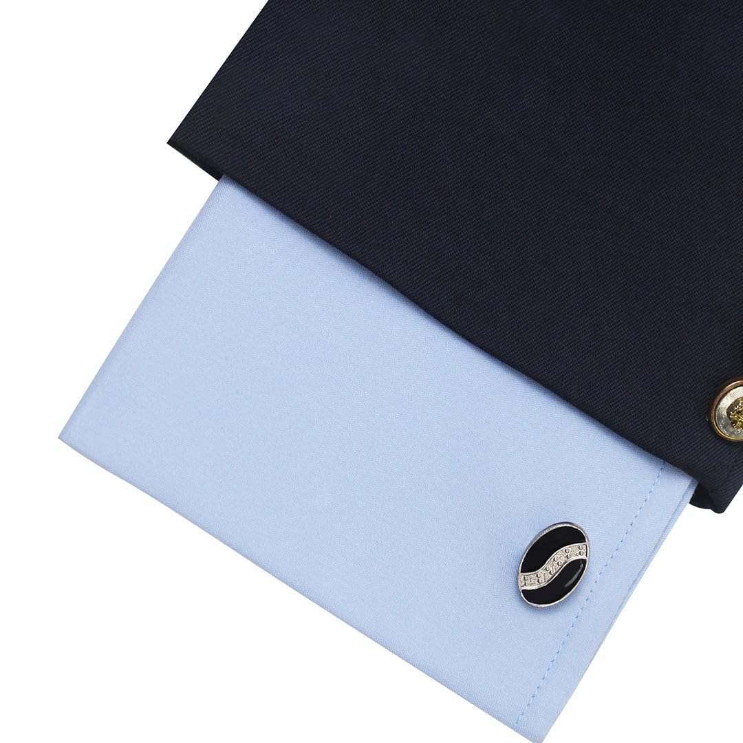Kavove Enametal Oval Black Color Cufflinks for Men