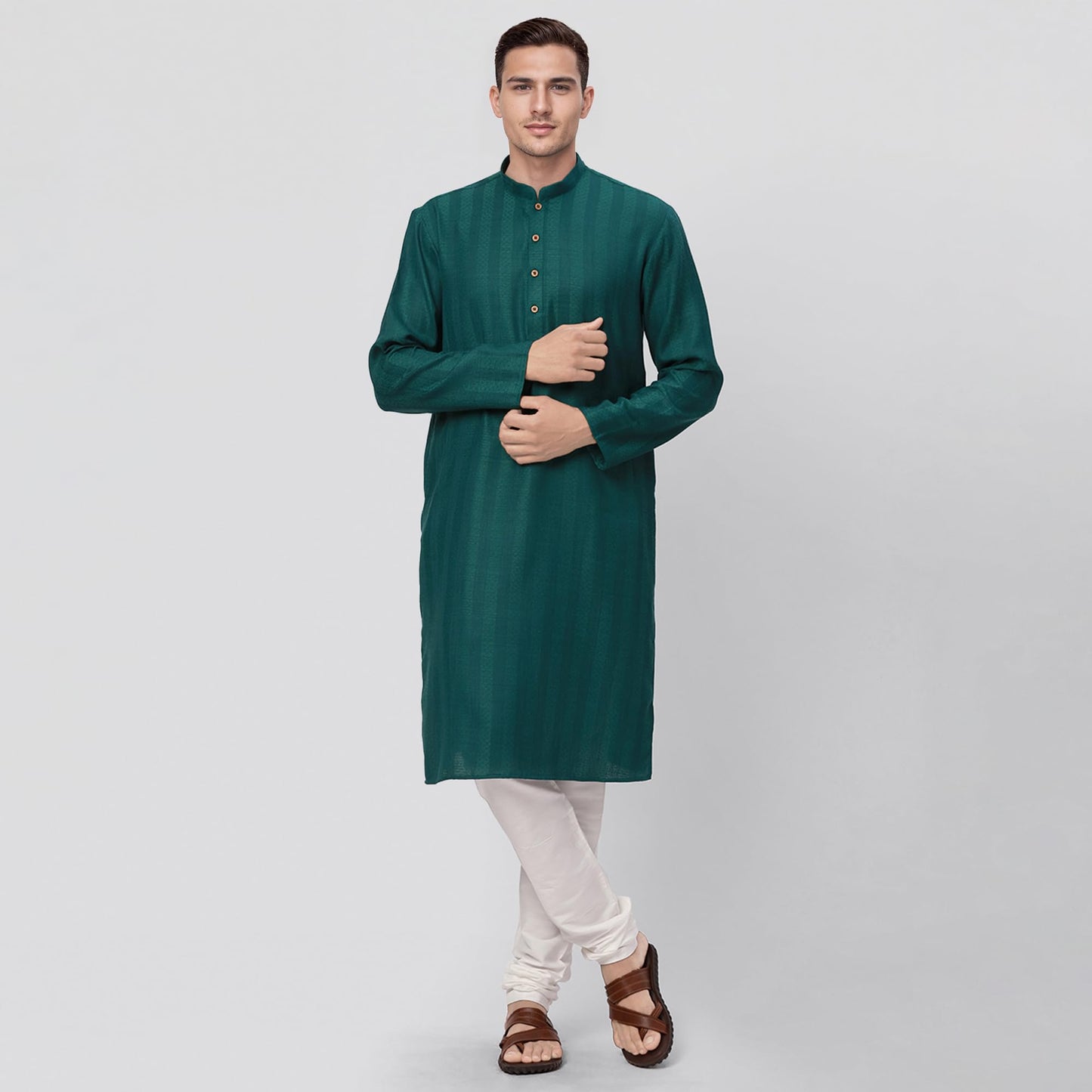 Raymond Ethnix Mens Dark Green Kurta Only