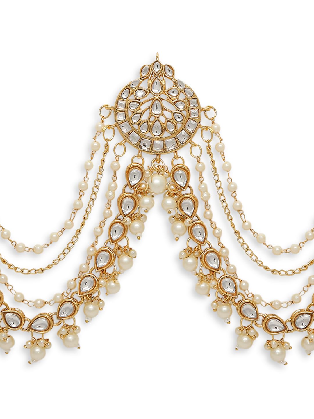 OOMPH Jewellery Gold Tone Ethnic Sheeshphool-Kundan Jadau Floral Design for Women & Girls Stylish Latest (DST4_O2)