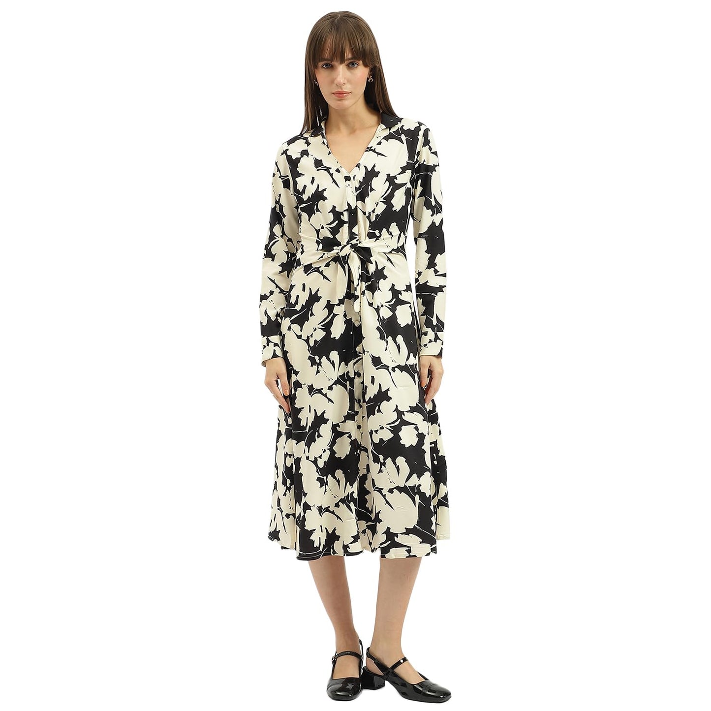 United Colors of Benetton Spread Collar Printed Dress