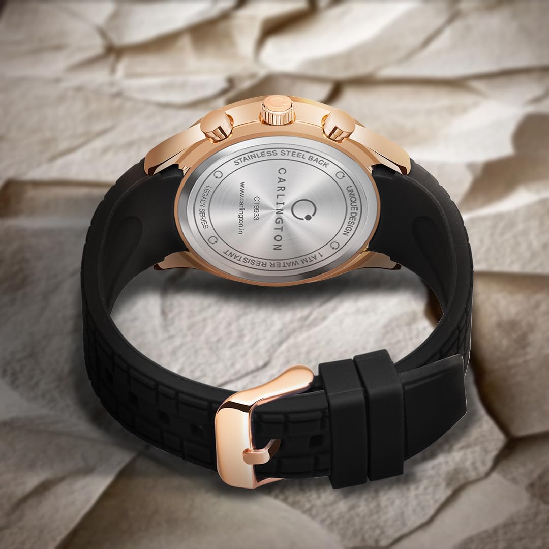 Carlington Legacy Series Analog Wrist Watches with Chronograph & Silicone Strap for Men - CT 9999