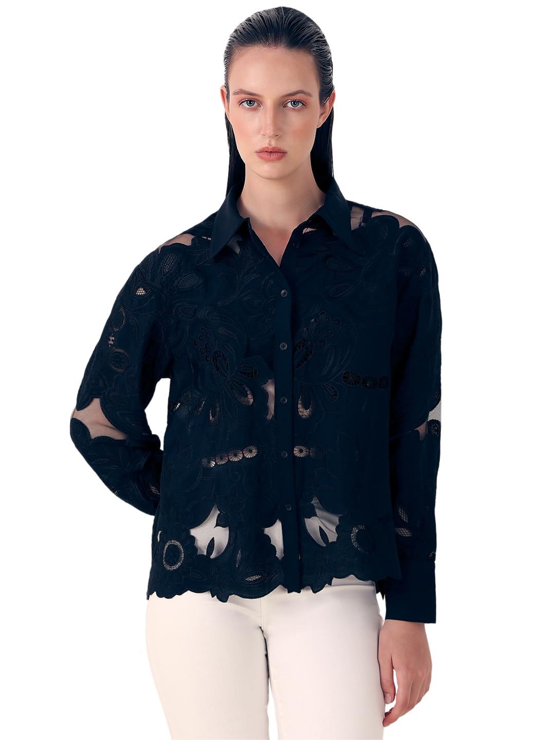 VERO MODA Women's Regular Fit Shirt (9007973- Black