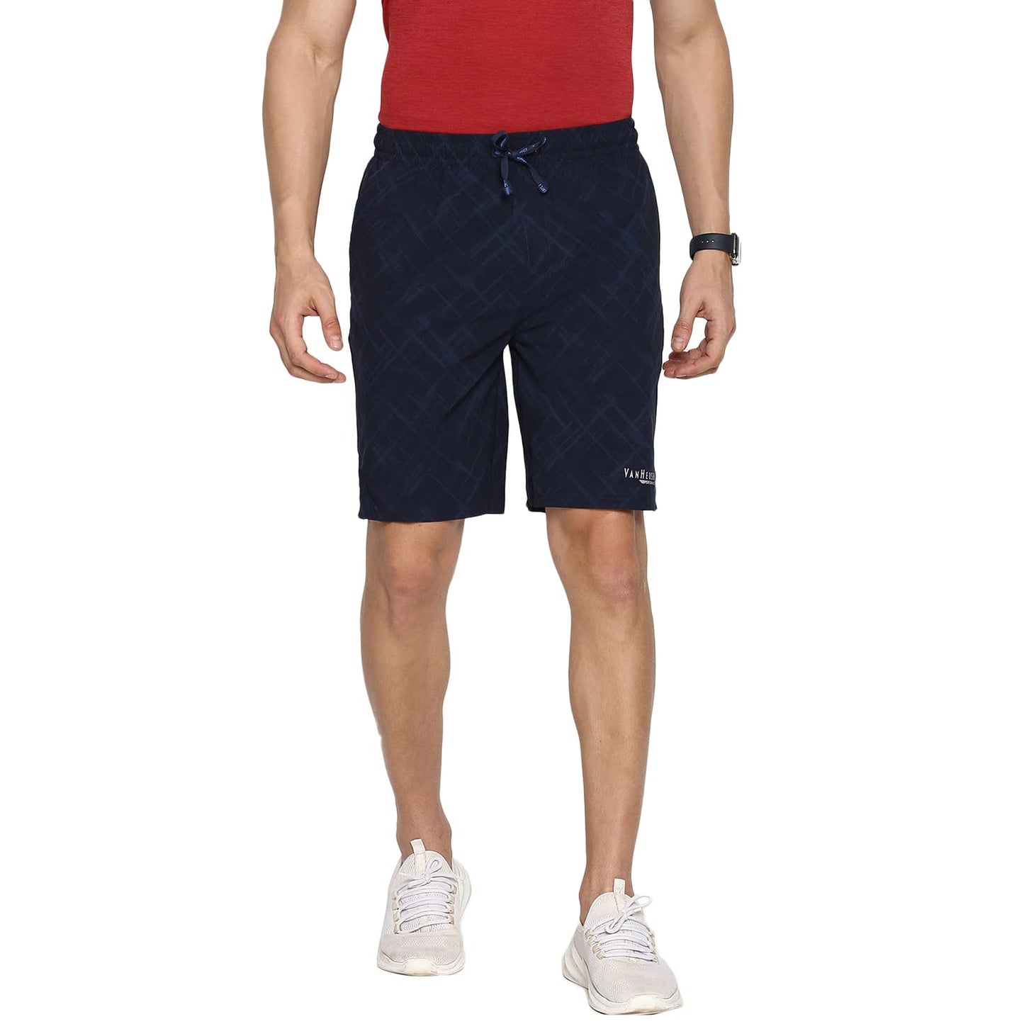 Van Heusen Performance Men Woven Shorts - Polyester Elastane - Swift Dry, Allover Print, High Stretch_51007_Navy_XL