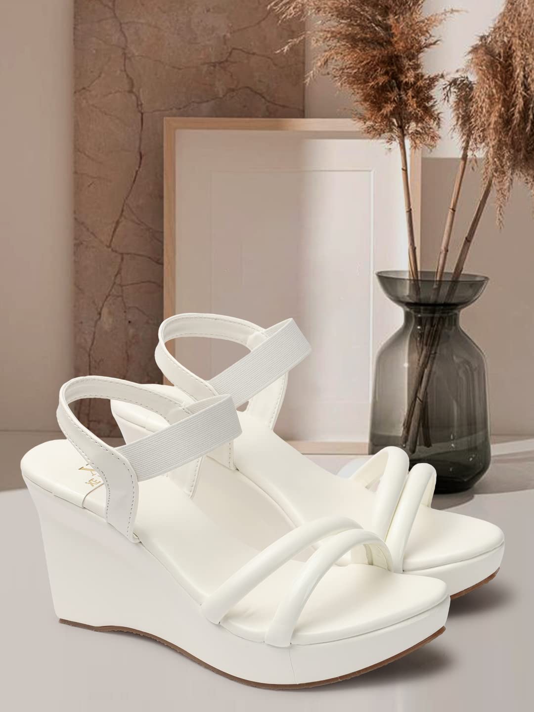 XE Looks Women's High Heel Wedges Sandal | Stylish and Comfortable Thong Strap Slip-On Sandals | Soft Cushioned Sole and Open Toe Heels for Casual Office and Formal Wear