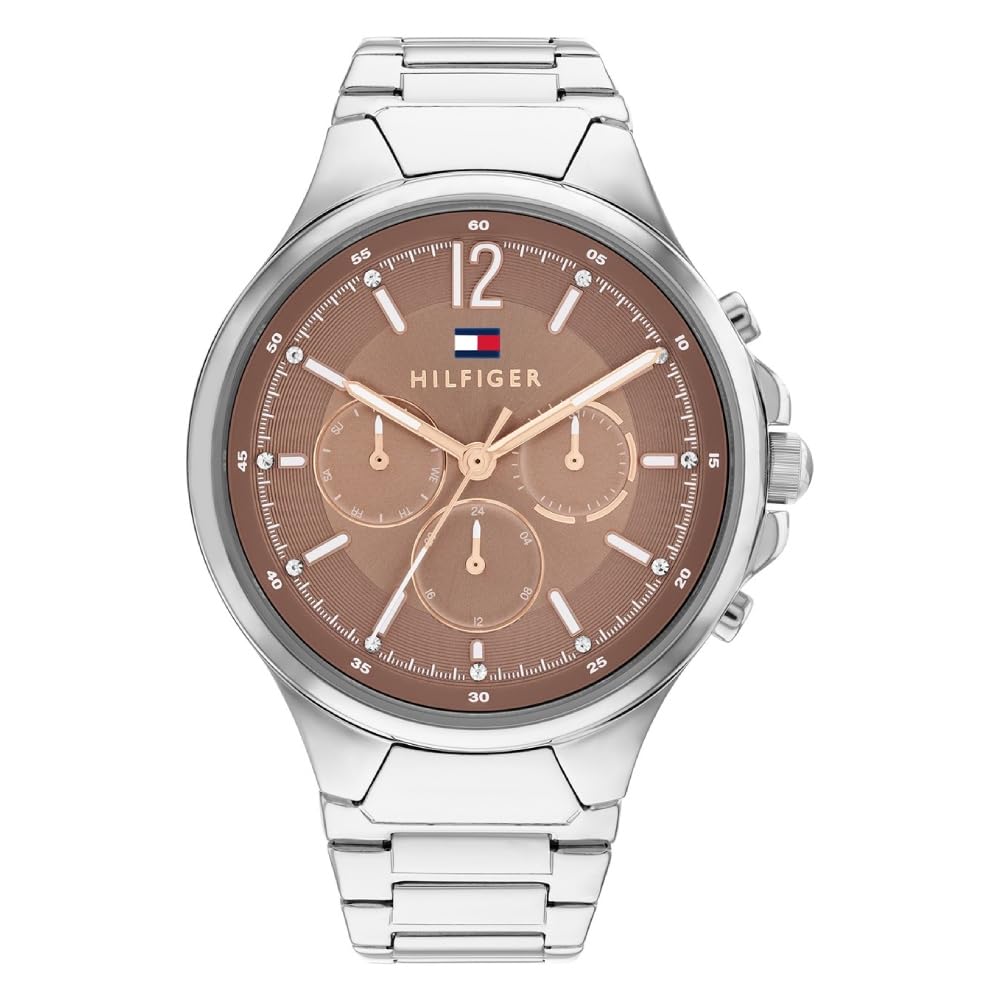 Tommy Hilfiger Sienna Quartz Multifunction Taupe Dial Silver Stainless Steel Strap Watch for Women