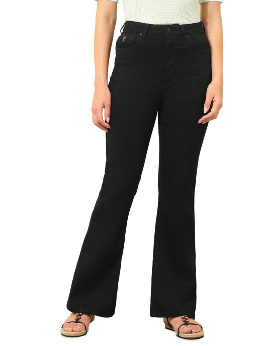 U.S. Polo ASSN. Ultra-High Rise Flared Fit Jeans (UWSS25JEN327_Black_28)
