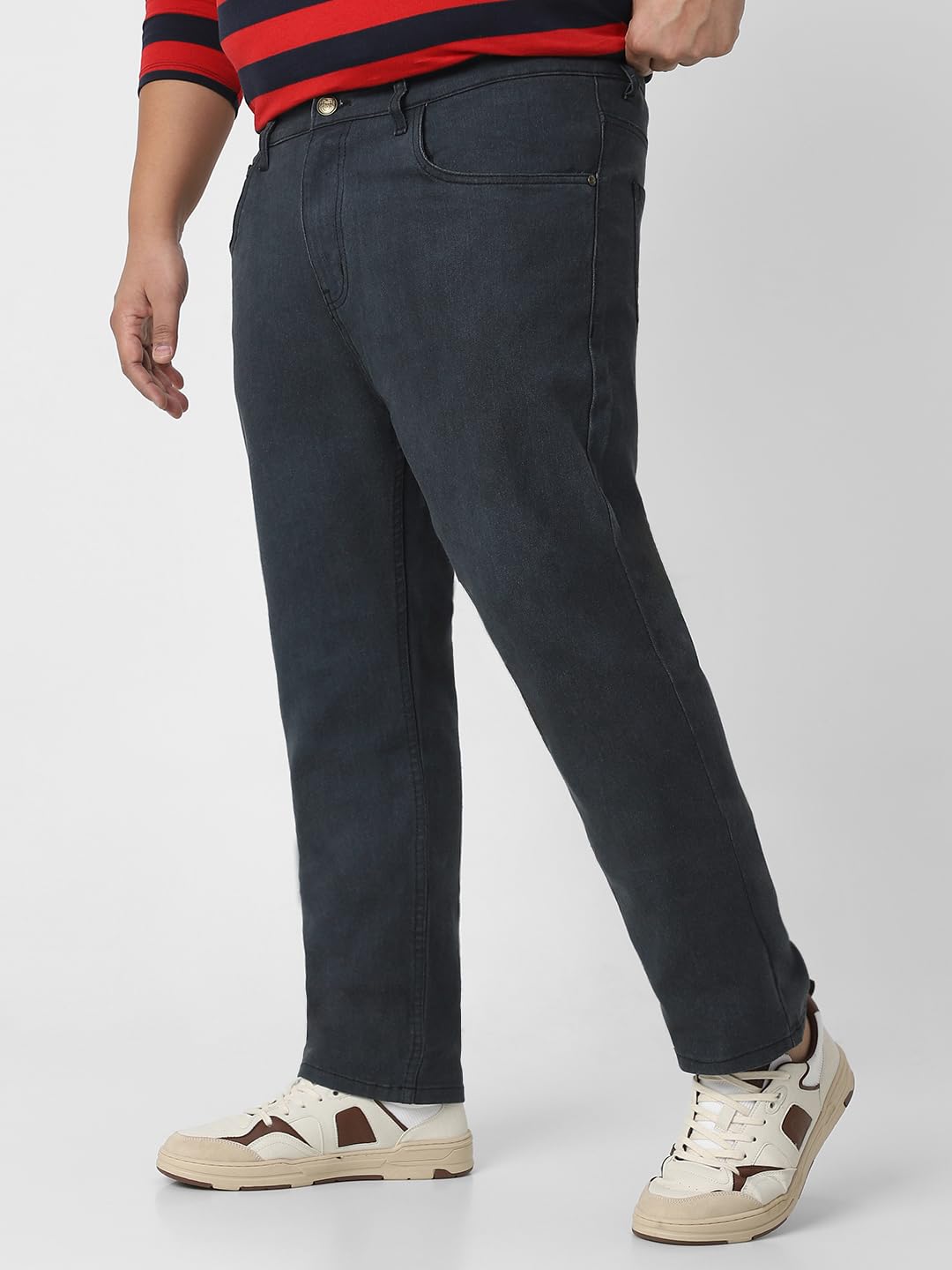 Urbano Plus Men's Dark Grey Regular Fit Solid Jeans Stretchable (plusepsjeanp-dgrey-36-01)