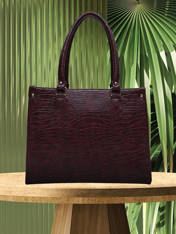 MINI WESST Women's Beautiful Maroon Textured PU Tote Bag