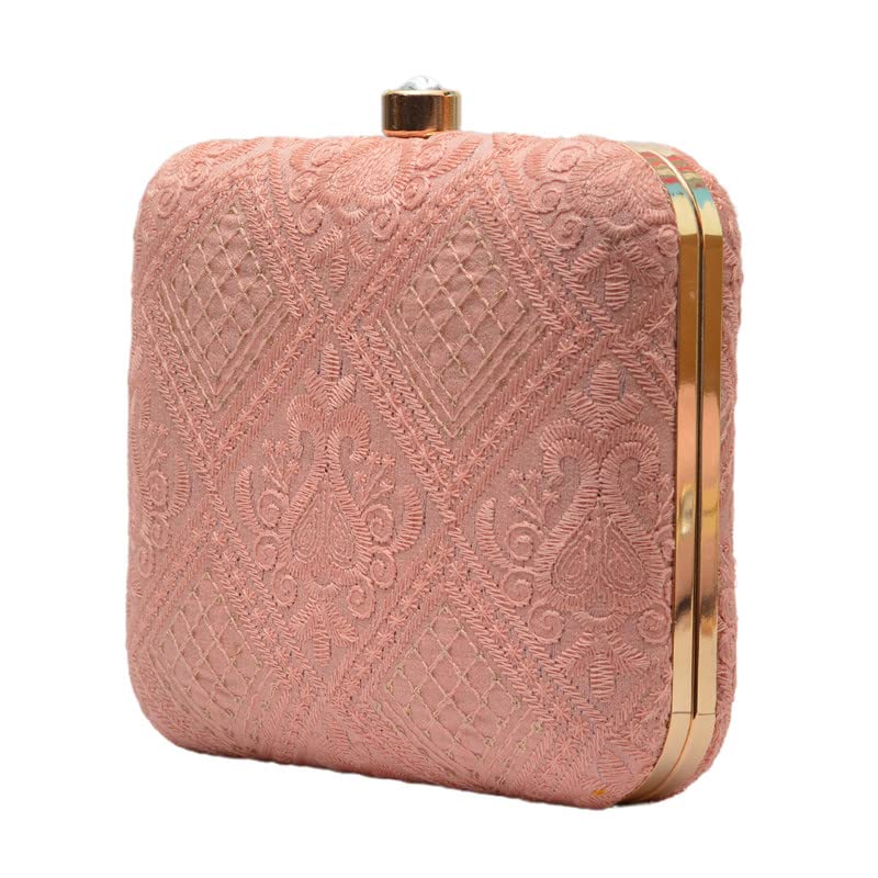 Artklim Baby Pink Square Shaped Clutch