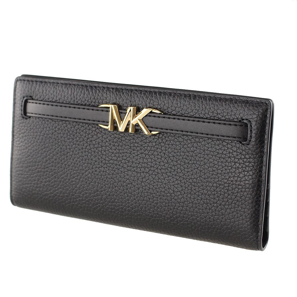 Michael Kors Womens Large Snap Leather Wallet, Black