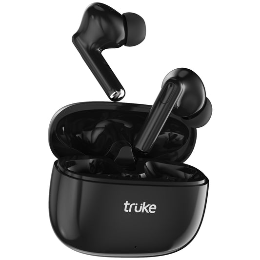 truke New Launch Buds Elite True Wireless in Ear Earbuds with 10mm Dynamic Driver, 70Hrs Battery & Fast Charging EarBuds, Dual-MIC ENC TWS, 40ms Low Latency Gaming Buds, Volume Control, BT 5.4 (Black)
