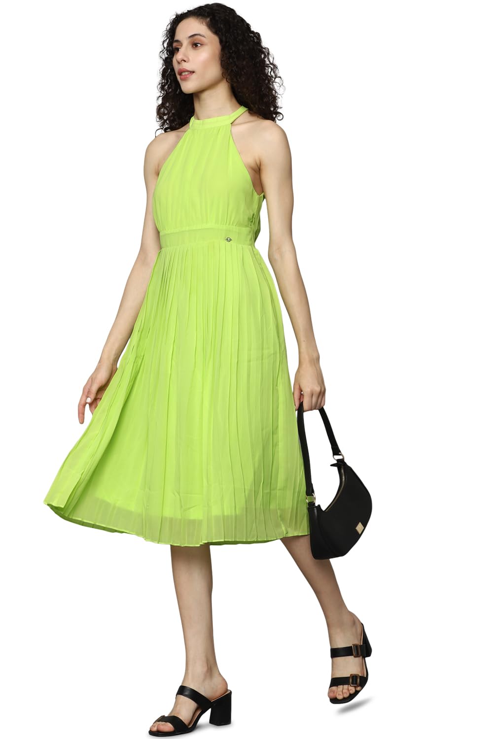 Allen Solly Women's Polyester Modern Calf Length Dress (AHDRCRGFS78559_Green