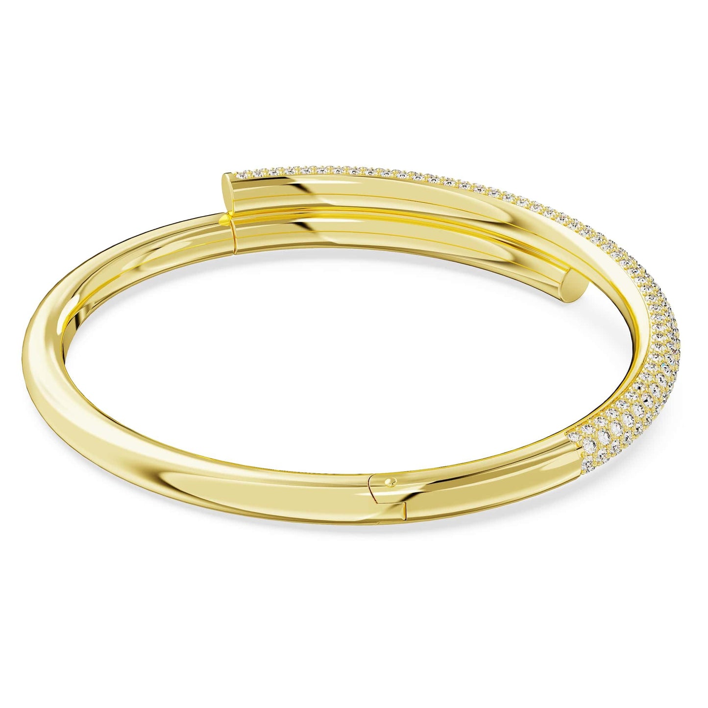 Swarovski Dextera bangle, Magnetic closure, White, Gold-tone plated