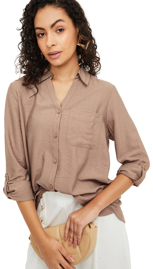 Max Women's Regular Fit Shirt (WVN3505_Tan