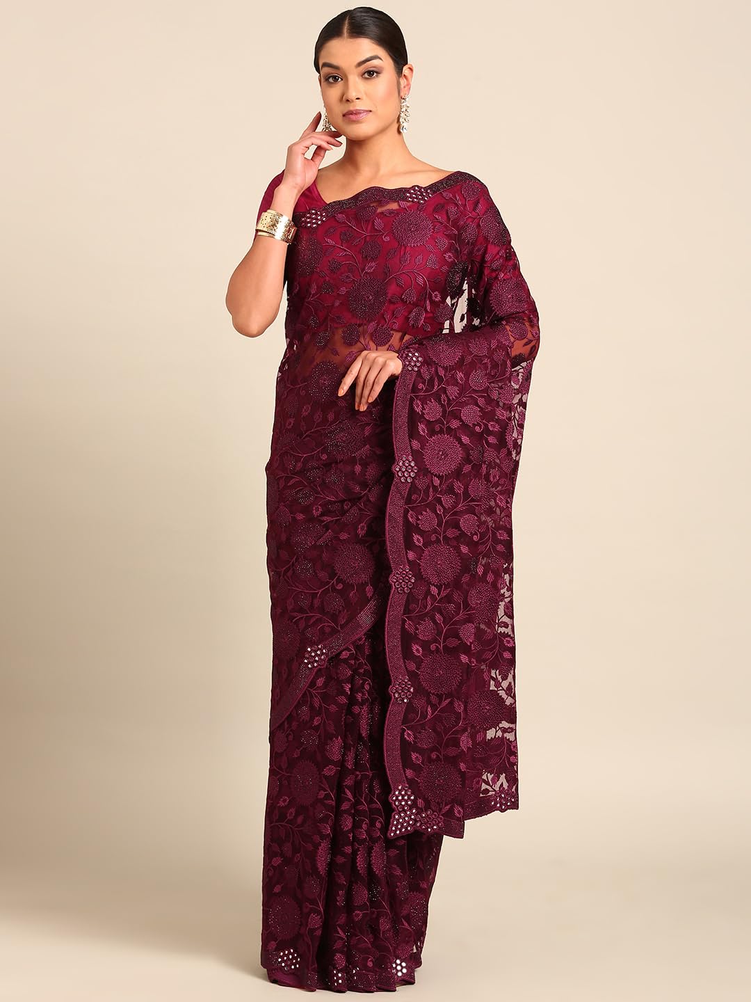 MOHEY Embroidery|Stone Work Saree for Women