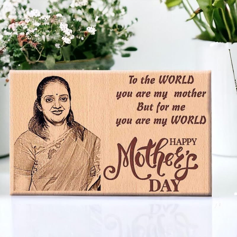 Incredible Gifts India Personalized Engraved Wooden Happy Mothers Day Photo Frame Gift for Mom (6×4 Inches, Wood), Tabletop