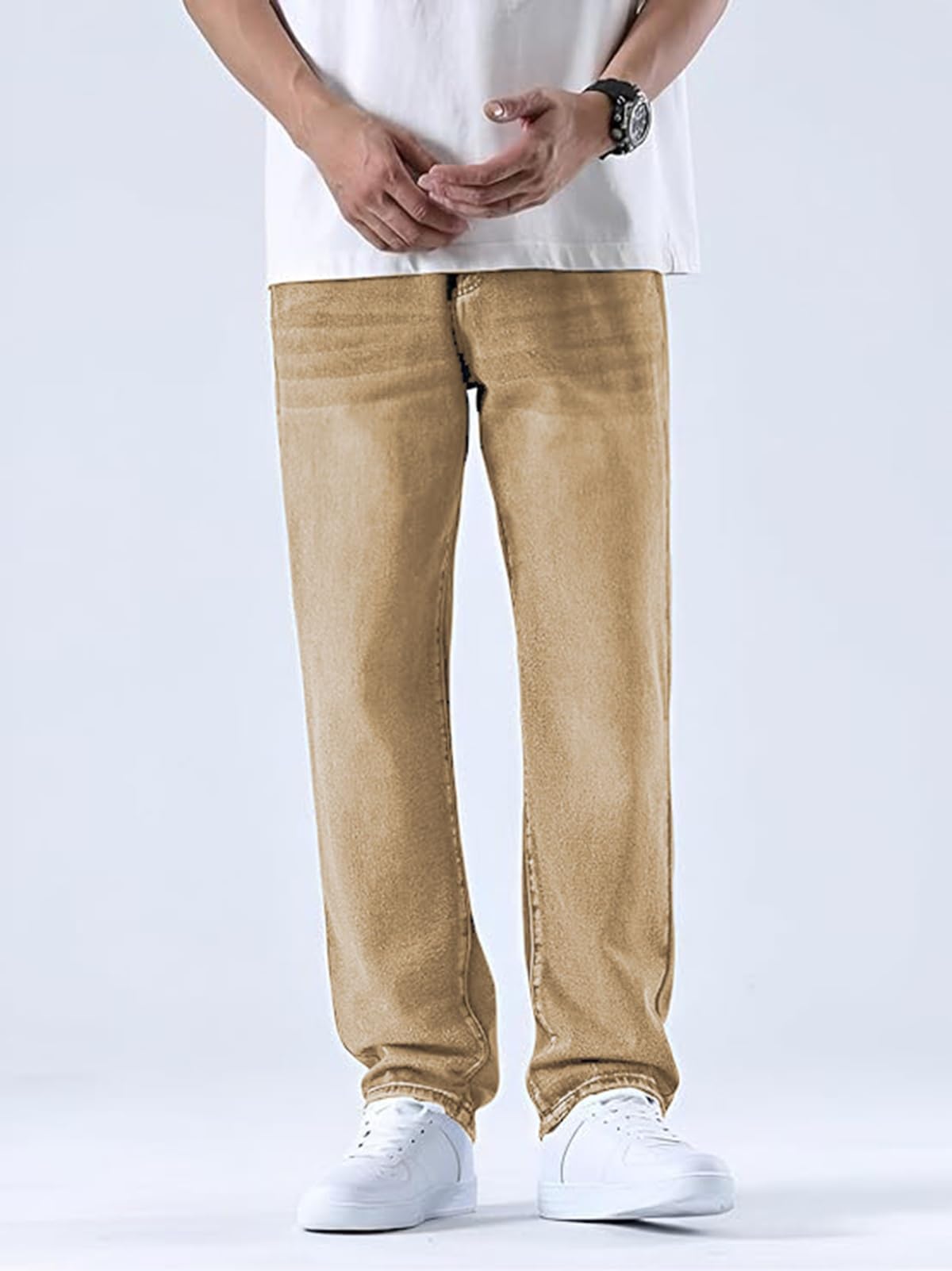 Ben Martin Khaki Men Jeans || Baggy Fit Jean's for Man || Loose Fit High Rise Denim || Stretchable Casual Wear Jean,s || Dance Rap Rapping Style Pant for Men || Denim Cotton Jeans 34 (2)