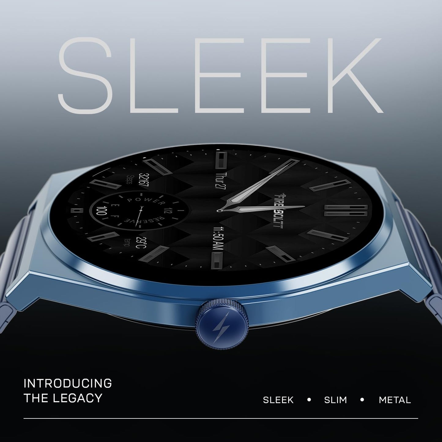 Fire-Boltt Phoenix Nova Smartwatch 1.43” Slim Super AMOLED Display 466x466 Pixel Always-On Display Bluetooth Calling, Health Tracker for Men & Women Midnight Sapphire