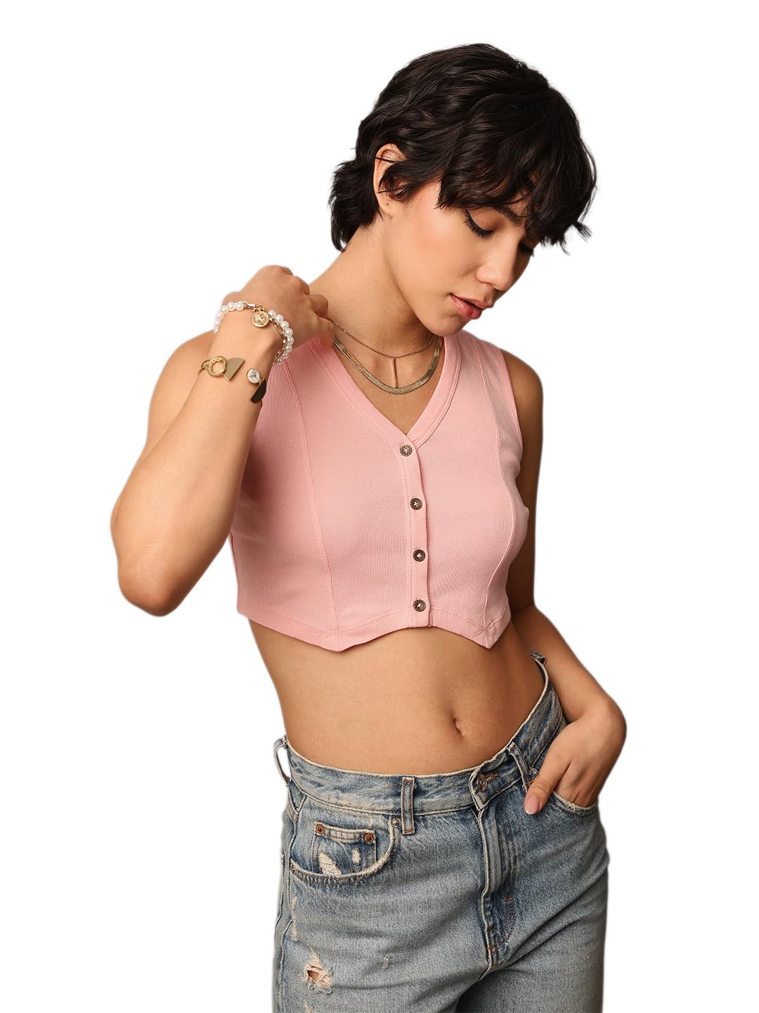 ONLY Women's Regular Fit Pink Top