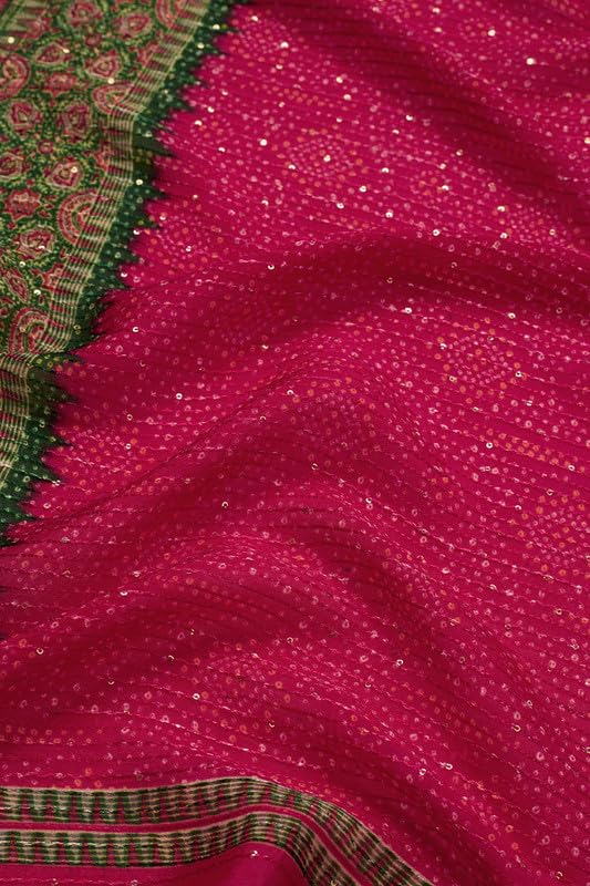 Soch Womens Pink Viscose Blend Bandhani Print Dupatta With Sequins