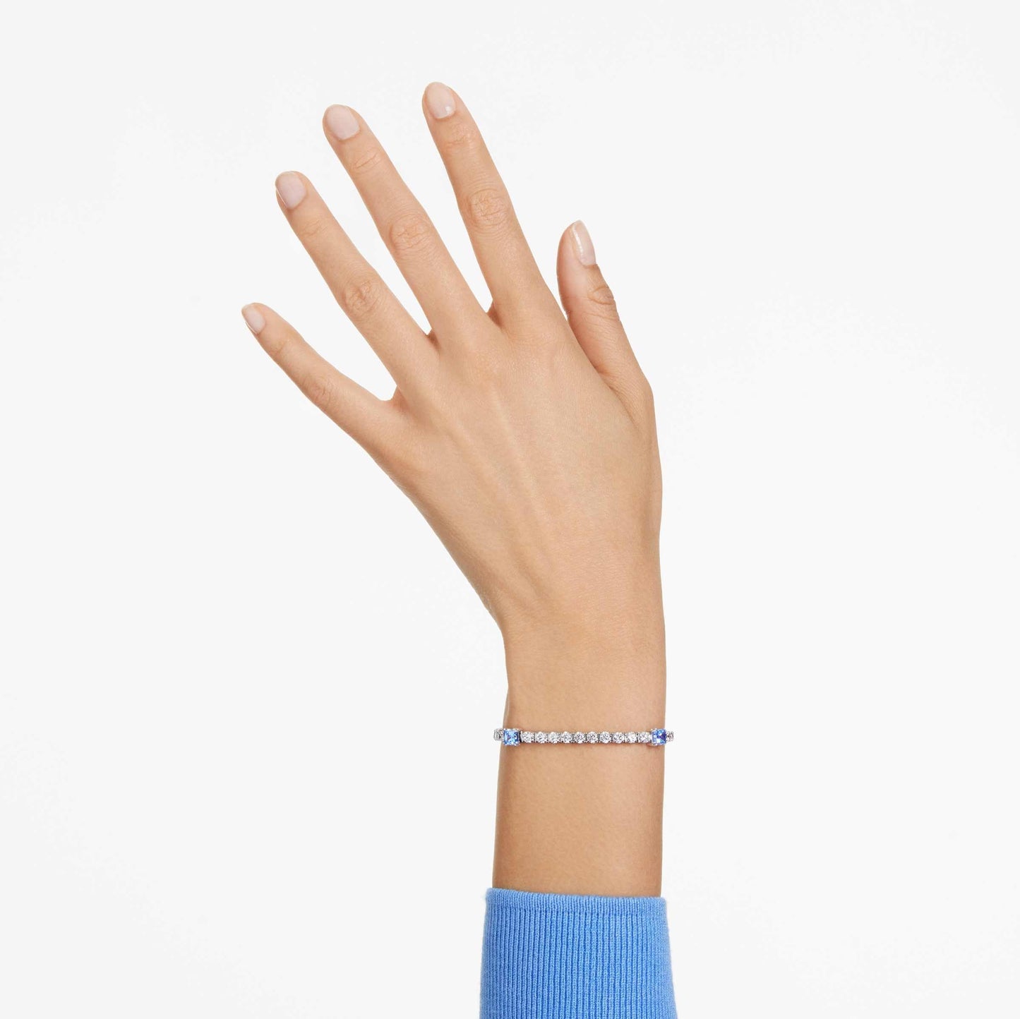 Swarovski Matrix Tennis bracelet, Mixed cuts, Blue, Rhodium plated
