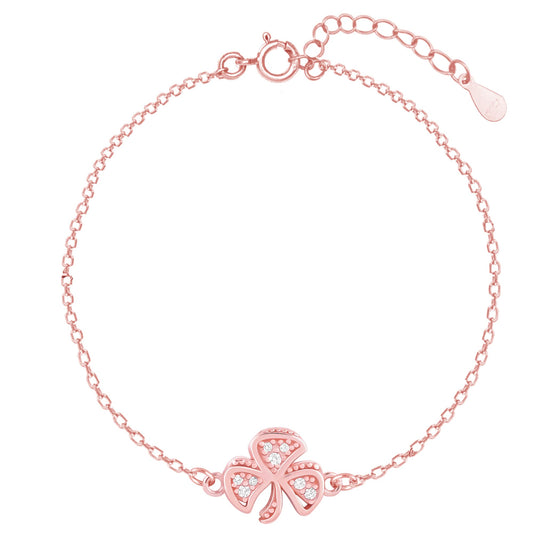 GIVA 925 Silver Rose Gold Shamrock Bracelet, Adjustable | Gifts for Women and Girls | With Certificate of Authenticity and 925 Stamp | 6 Months Warranty*