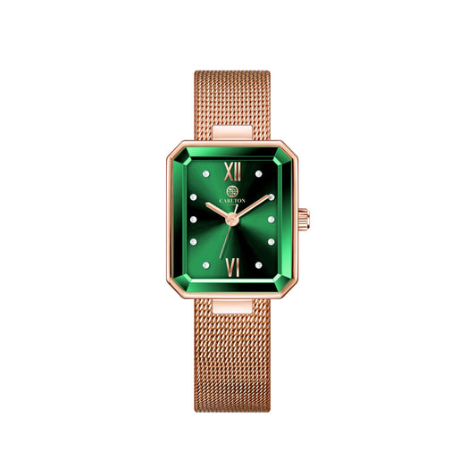 Carlton London Brixton Women Stainless Steel Analog Watch | Gold-Green Waterproof Watches for Women Girls Ladies | Fashionable Trendy Quartz Movement Wrist Watch - CLRGMGRN