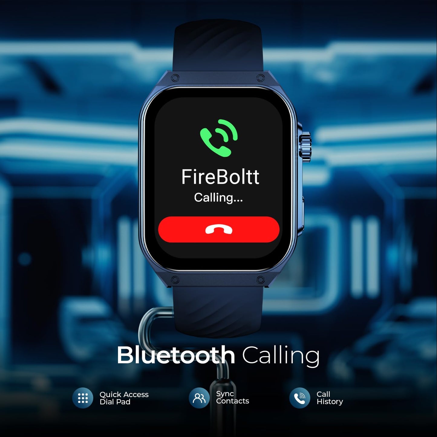 Fire-Boltt ARC 49.8mm (1.96 inch) AMOLED Always On Curved Display Smart Watch, Bluetooth Calling, Wireless Charging, 100+ Sports Modes, Water-Resistant 100+ Cloud Watch Faces (Midnight Blue)