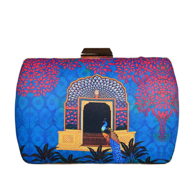 Artklim Printed Mughal Peacock Clutch