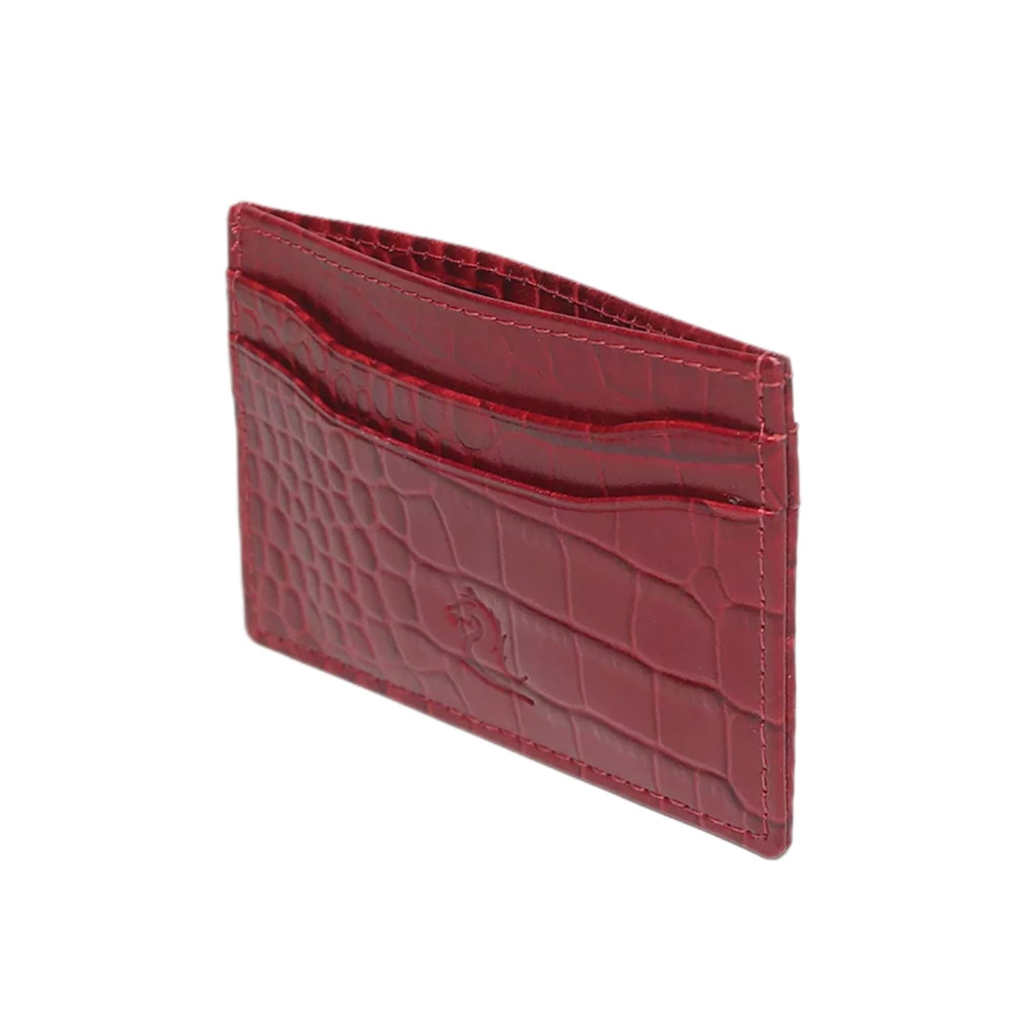 KARA Unisex Embossed Leather Card Holder Red Slim Credit/Debit Cardholder - ATM Card Cover Case wtih 5 Card Holder Slots