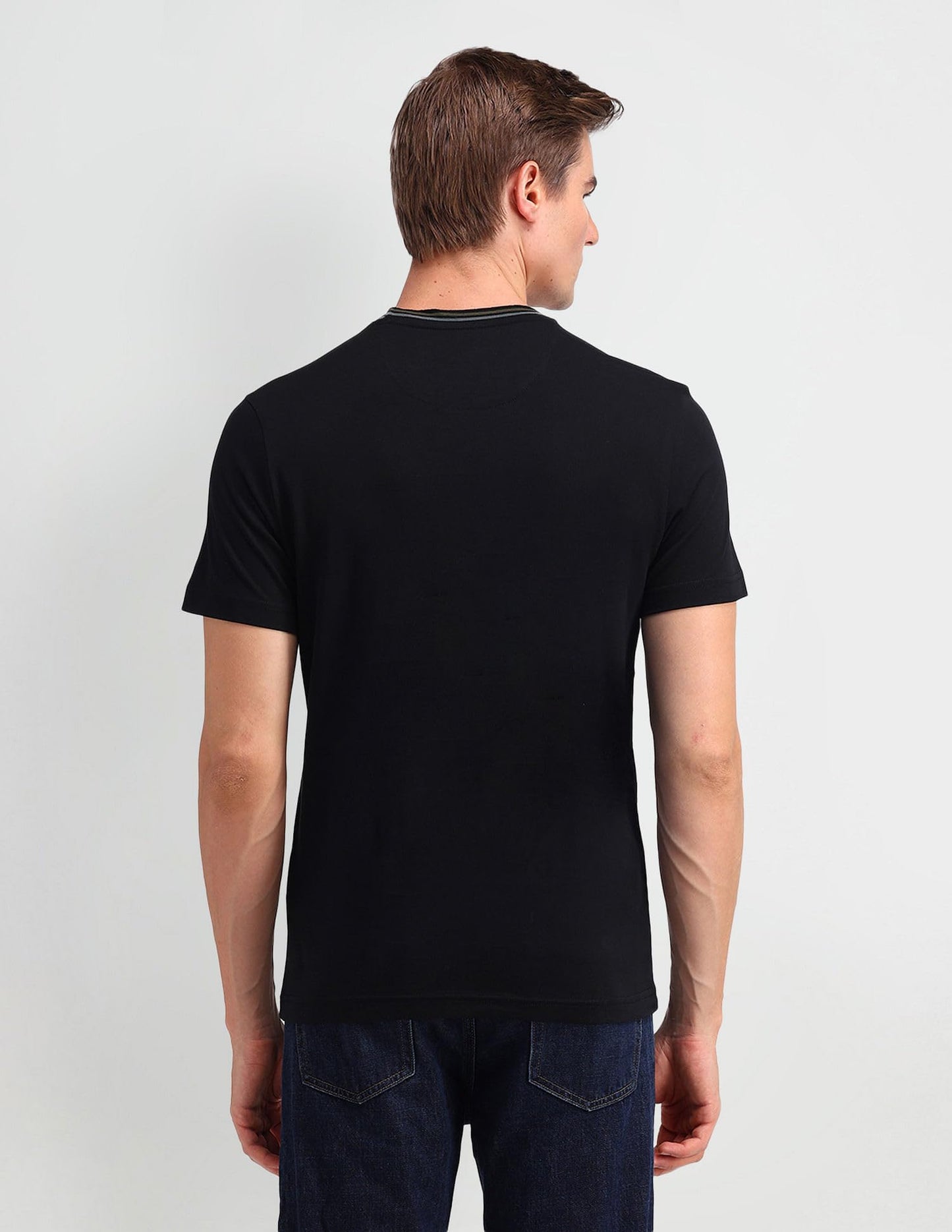 Arrow Sport Men's Solid Regular Fit T-Shirt (ASAEOTS5073A_Black