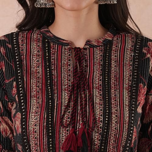 Globus Women Ethnic Dress (GS566620_Black_S)