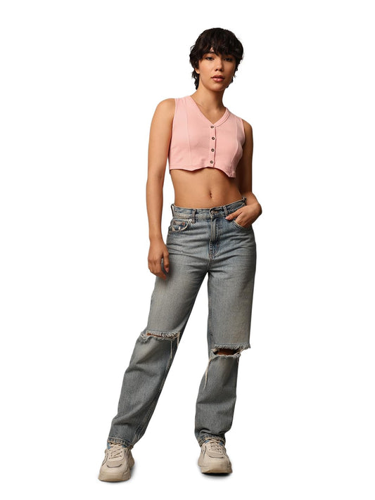 ONLY Women's Regular Fit Pink Top