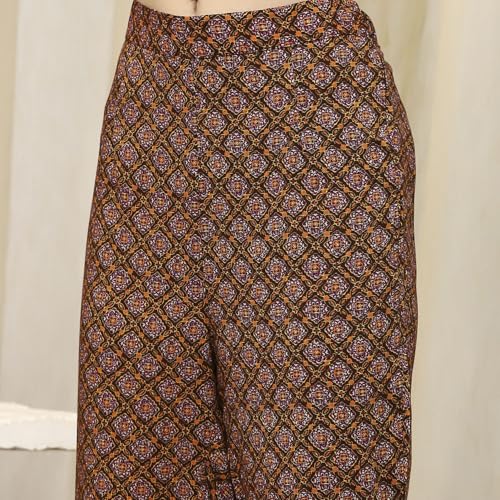 Biba Women Brown Rayon Viscose Narrow Kurta Set_46