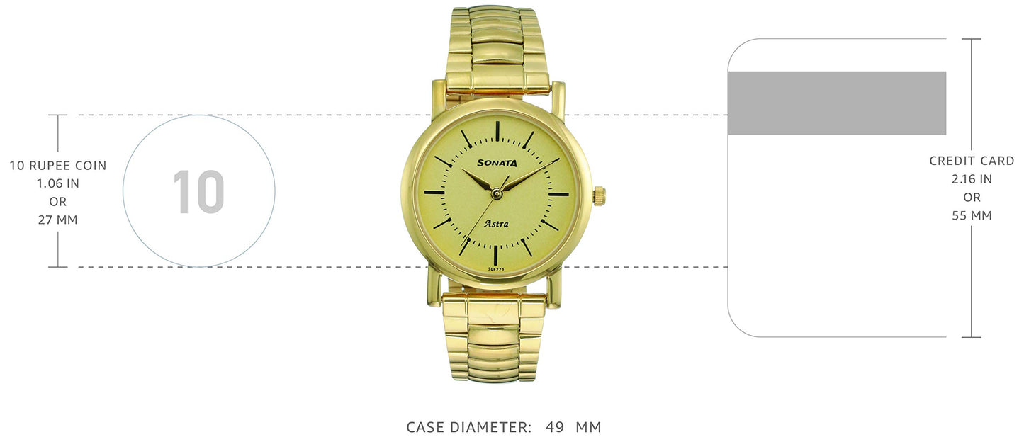 Sonata Analog Champagne Dial Men's Watch-NN77049YM01/NP77049YM01