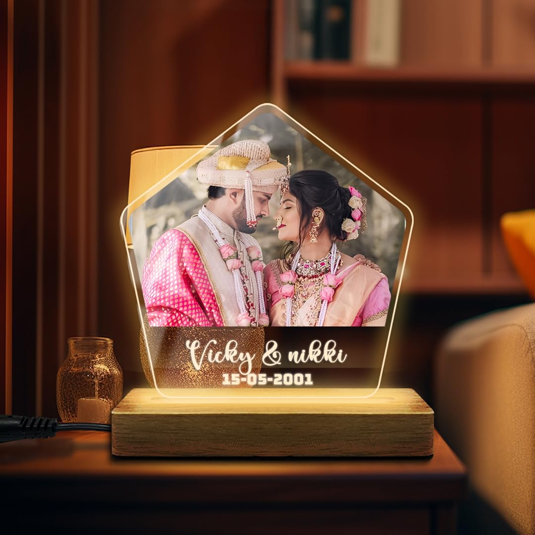 Fashionury LED Photo Lamp, Customized Anniversary Gift for Couples, Husband, Wife, Wedding, Birthday, Valentine's Day (Precious Love)