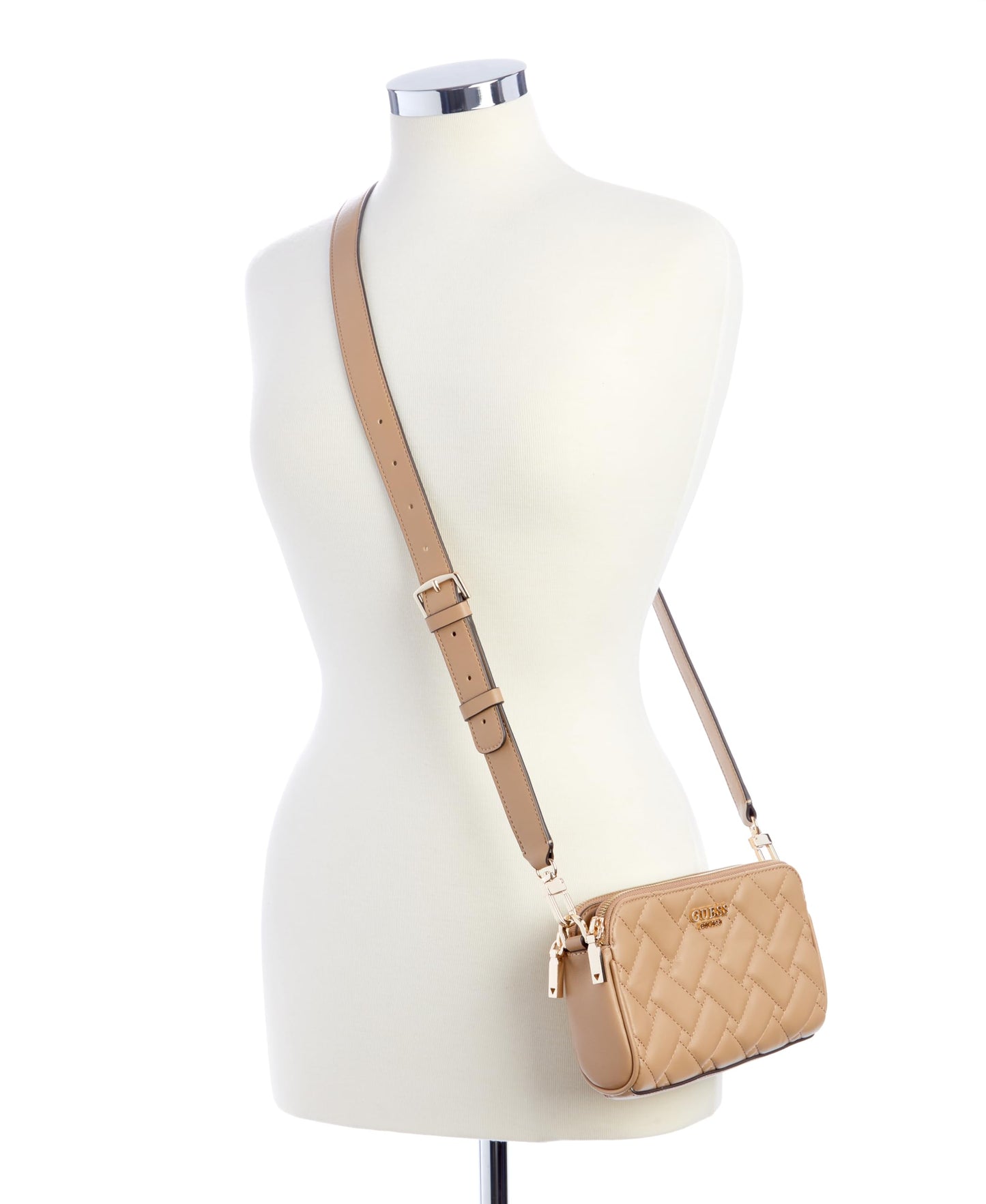 GUESS Womens ALANNA Crossbody Bag, Beige, One Size, Contemporary