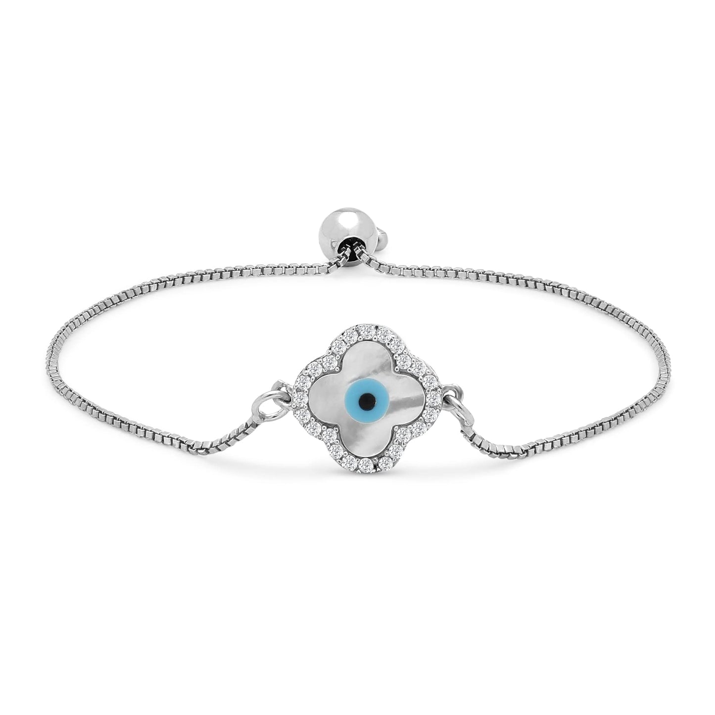 GIVA 925 Silver Anushka Sharma Evil Eye Clover Bracelet, AdjustableGifts for Girlfriend, Gifts for Women & Girls| With Certificate of Authenticity and 925 Stamp | 6 Month Warranty*