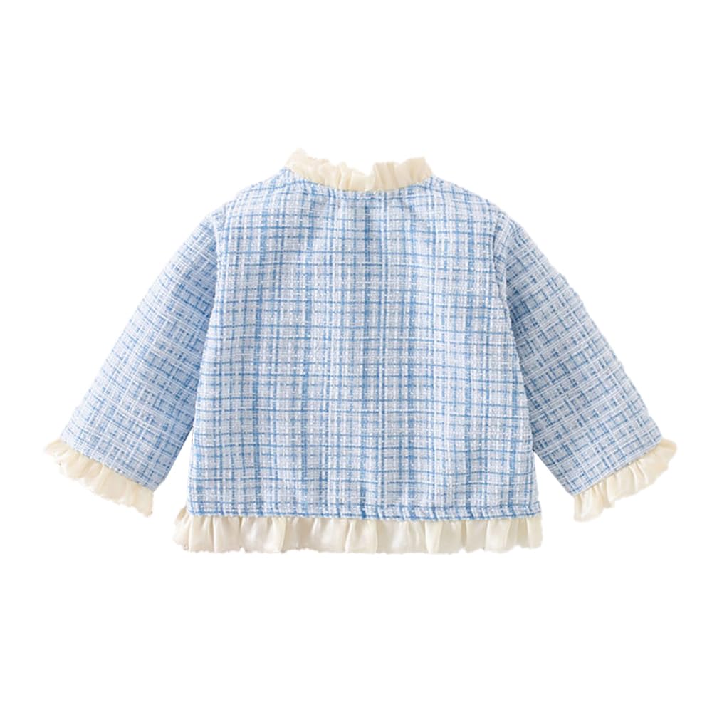 Hopscotch Girls Polyester Waist Length Jackets in Blue Color For Ages 2-3 Years