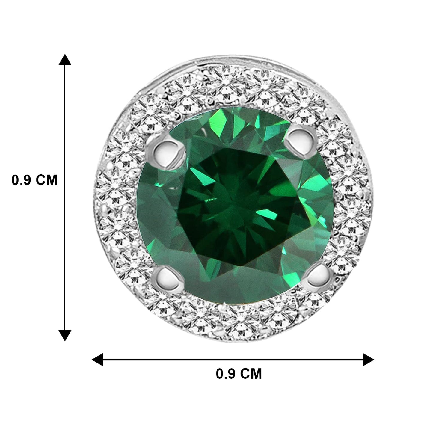 Peora Silver Plated American Diamond Studded Stud Earrings Office Work Wear Fashion Jewellery Gift for Women & Girls (PX8E167SGRN)