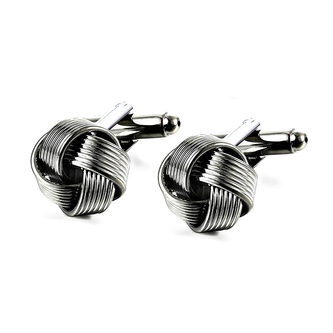 Peora Knot Silver Grey Cufflinks for Men Corporate Business Gift - Valentines Gift for Him